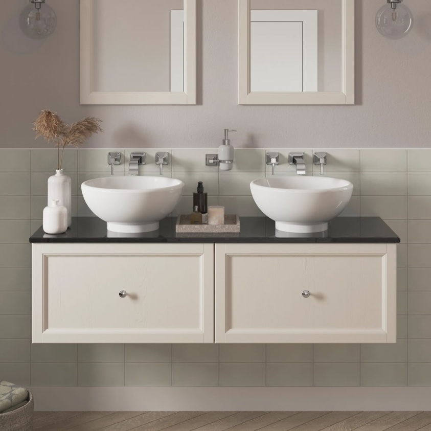 Heritage Caversham 1400mm Chantilly Wall Hung Vanity Unit & Worktop - Lifestyle